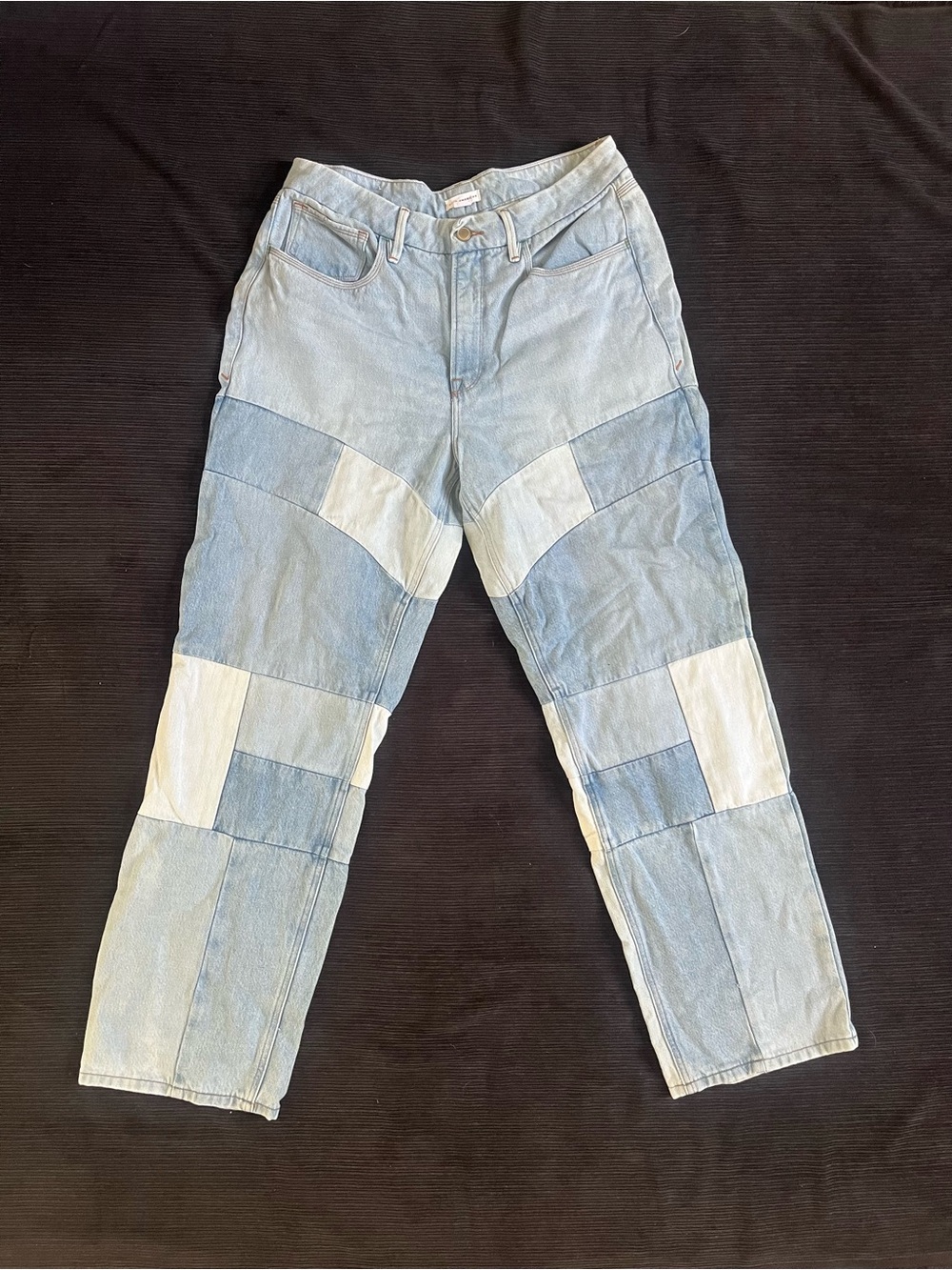 Good American Two-Tone Patchwork Light Blue Jeans